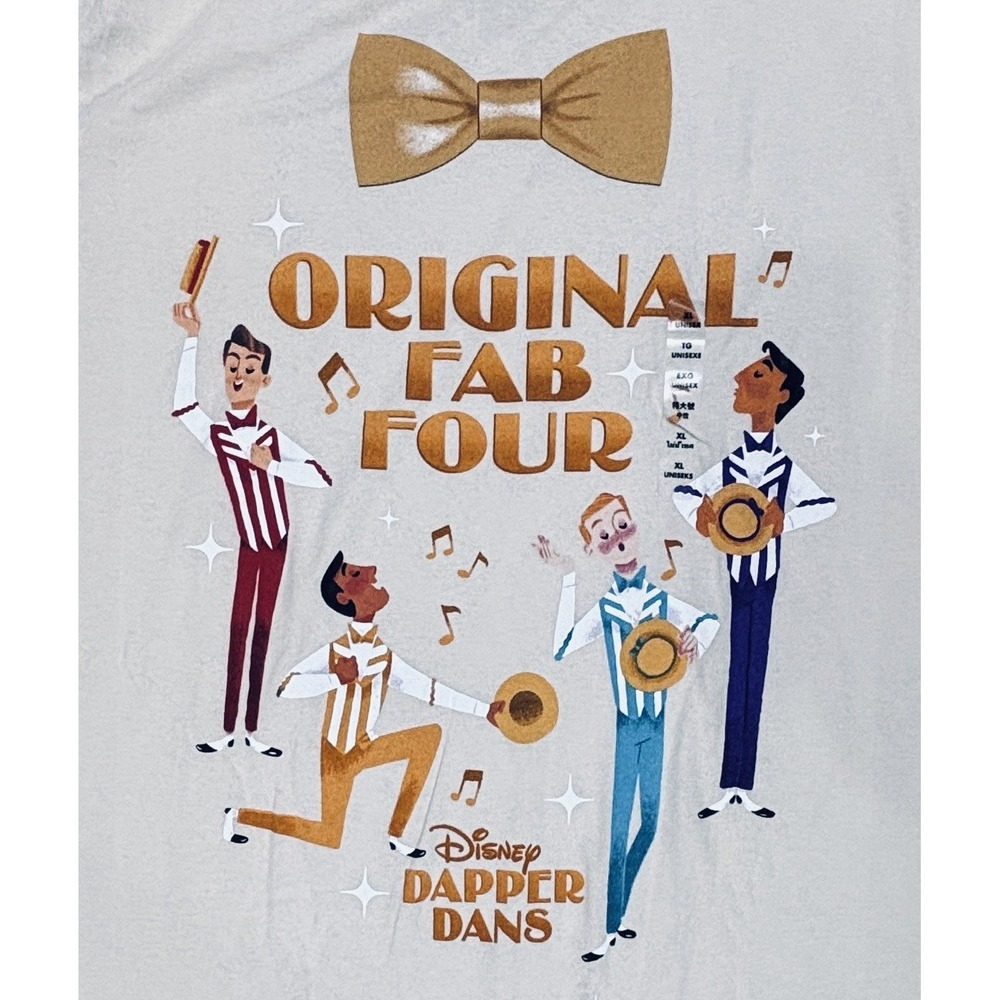 NEW Disney Shirt Adult XL Dapper Dans Original Fab Four Parks Beige Mens